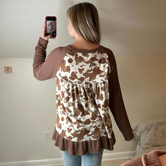 Hailey & co. : Cow Print Corduroy Long Sleeve - Picture 2 of 4
